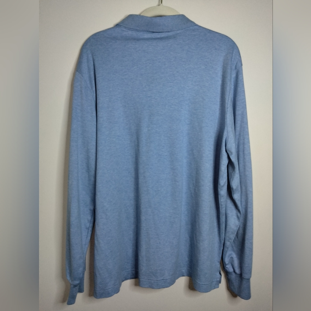 Polo Ralph Lauren (Size L) Men's Blue Button Slim Fit Soft Cotton LS Polo Shirt - Picture 10 of 15